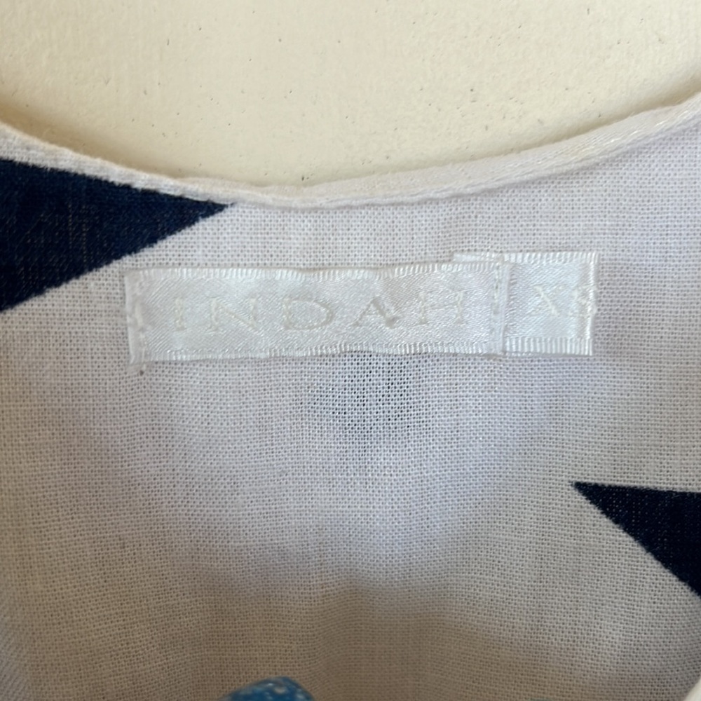 Anthropologie Indah Flounce Star Romper Swim Cover Up White Blue Cut Out Sz XS - Picture 8 of 10